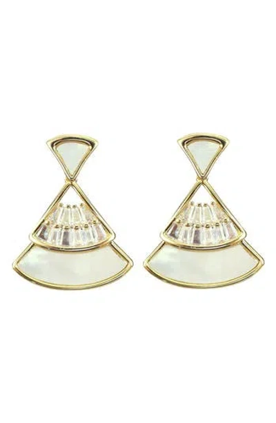 Panacea Mother-of-pearl & Cubic Zirconia Fan Drop Earrings