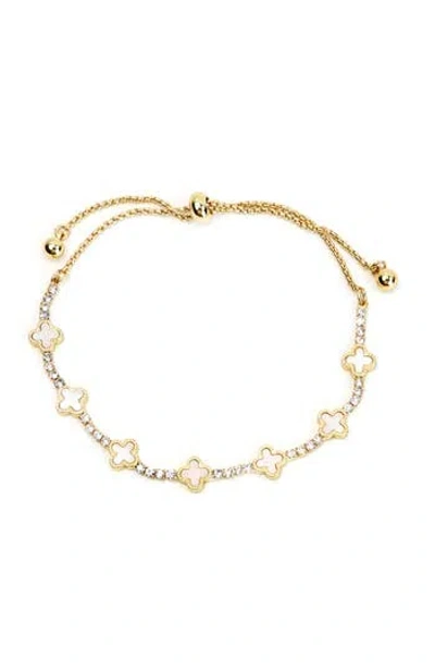 Panacea Mother Of Pearl Clover Station Chain Bracelet In White