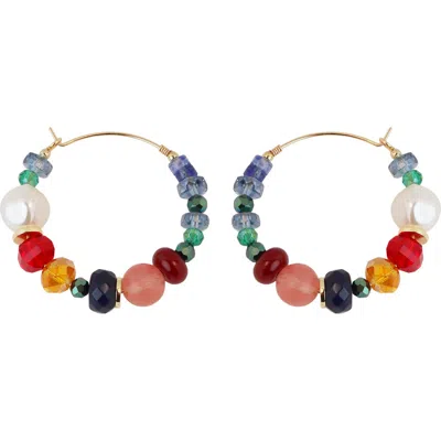Panacea Multi Stone Hoop Earrings