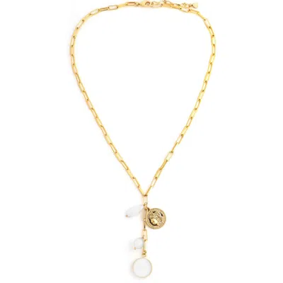 Panacea Multicharm Paper Clip Y-necklace In White