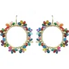 Panacea Multicolor Beaded Flower Circle Drop Earrings