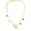 Panacea Multicolor Crystal & Coin Charm Necklace In Gold