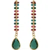 Panacea Multicolor Crystal Teardrop Linear Earrings In Green