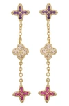 Panacea Multicolor Cubic Zirconia Clover Linear Drop Earrings In Gold