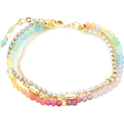 Panacea Multicrystal Layered Bracelet In Gold Multi