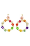 Panacea Multiflower Circle Drop Earrings In Multi