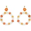Panacea Multiflower Circle Drop Earrings In Coral