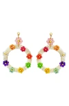 Panacea Multiflower Circle Drop Earrings In Ivory Multi