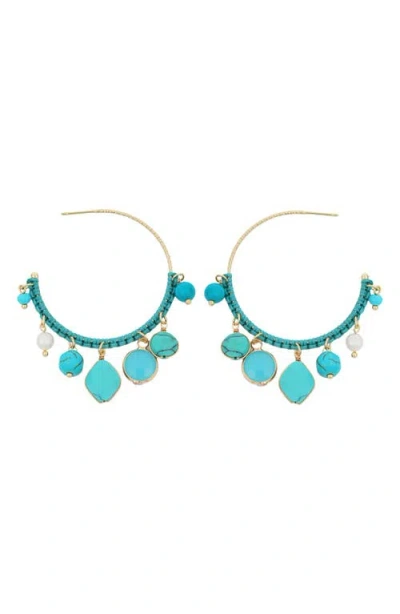 Panacea Mutli Stone Hoop Earrings In Blue