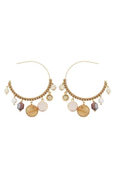 Panacea Mutli Stone Hoop Earrings In Gold