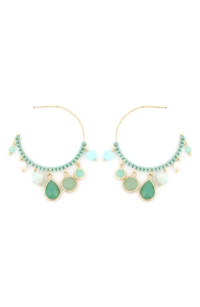 Panacea Mutli Stone Hoop Earrings In Green