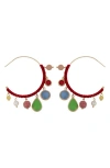 Panacea Mutli Stone Hoop Earrings In Multi
