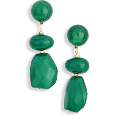 Panacea Organic Linear Drop Earrings In Green