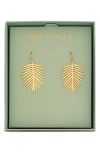 Panacea Palm Leaf Drop Earrings In Gold