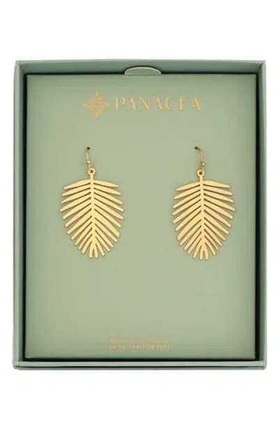 Panacea Palm Leaf Drop Earrings In Gold