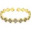 Panacea Pavé Crystal Clover Cuff Bracelet In Gold