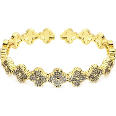 Panacea Pavé Crystal Clover Cuff Bracelet In Gold