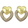 Panacea Pavé Crystal Double Heart Stud Earrings In Gold