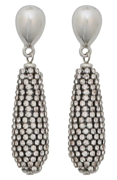 Panacea Pavé Crystal Drop Earrings In Silver