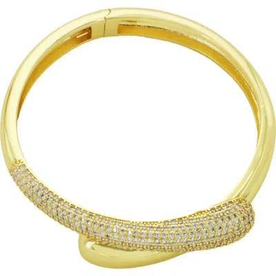 Panacea Pavé Crystal Hinged Bypass Bracelet In Gold