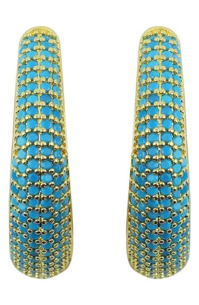 Panacea Pavé Crystal Hoop Earrings In Blue