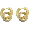 Panacea Pavé Crystal Interlocking Circle Drop Earrings In Gold