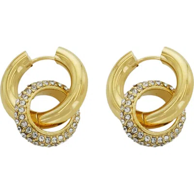 Panacea Pavé Crystal Interlocking Circle Drop Earrings In Gold
