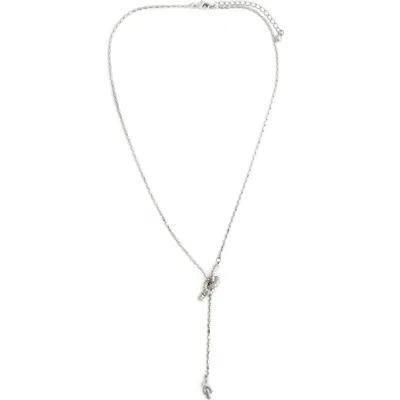 Panacea Pavé Crystal Knot Y-necklace In Silver