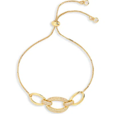 Panacea Pavé Crystal Oval Link Slider Bracelet In Gold