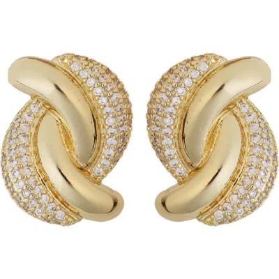 Panacea Pavé Crystal Twisted Drop Earrings In Gold