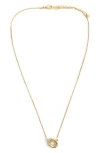 Panacea Pavé Cubic Zirconia Circle Link Pendant Necklace In Gold