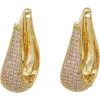 Panacea Pavé Cubic Zirconia Teardrop Hoop Earrings In Pink