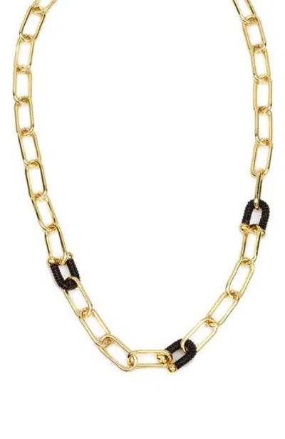 Panacea Pavé Link Chain Necklace In Gold/hematite