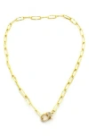 Panacea Pavé Lobster Clasp Chain Necklace In Gold