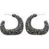Panacea Pavé Square Hoop Earrings In Hematite