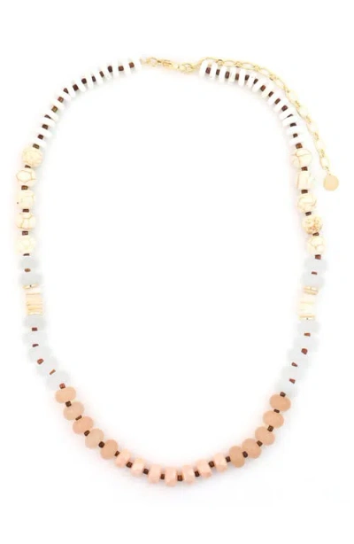 Panacea Peach Stone Beaded Necklace In Multi