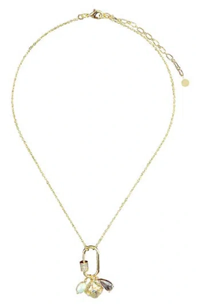 Panacea Pearl & Crystal Charm Pendant Necklace