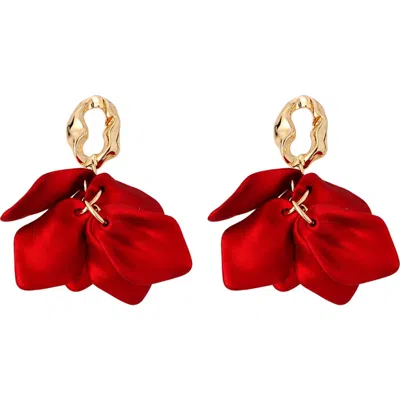 Panacea Petal Drop Earrings In Red