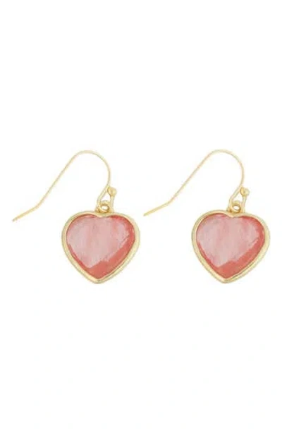 Panacea Pink Crystal Heart Drop Earrings