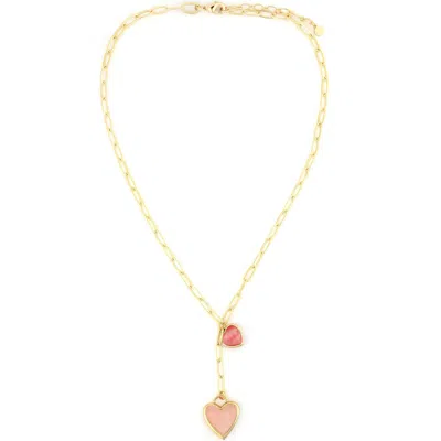 Panacea Pink Heart Pendant Y-necklace In Gold