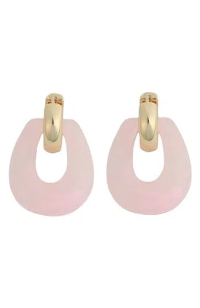 Panacea Pink Resin Doorknocker Drop Huggie Hoop Earrings