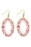 Panacea Pink Stone Wrapped Oval Drop Earrings In Pink