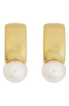 Panacea Polished Faux Pearl Drop Earrings In Brown