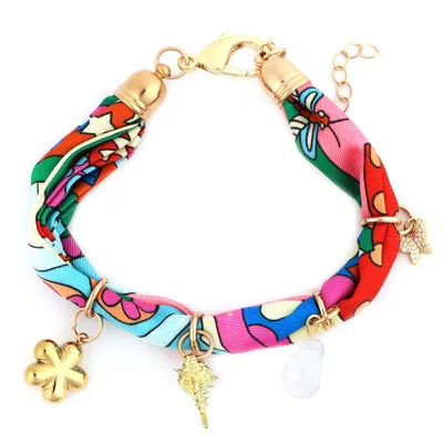 Panacea Print Fabric Charm Bracelet In Multi