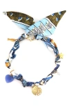 Panacea Print Fabric Charm Necklace In Blue