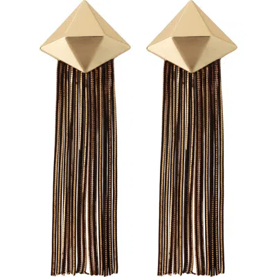 Panacea Pyramid Stud Fringe Drop Earrings In Black