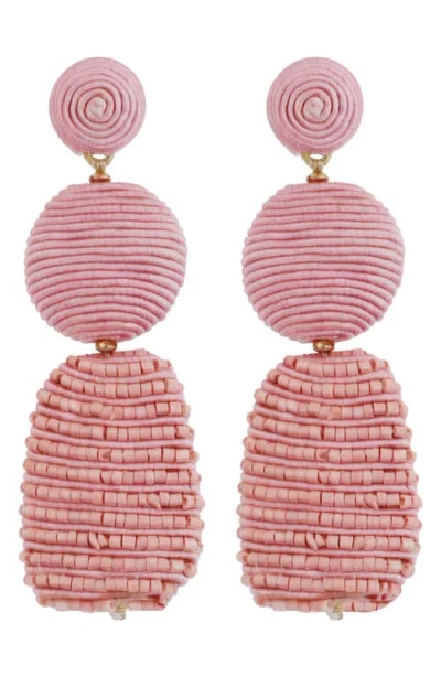 Panacea Raffia Beaded Drop Earrings In Pink