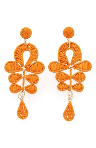 Panacea Raffia Drop Earrings In Orange