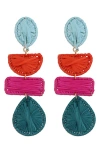 Panacea Raffia Linear Drop Earrings In Multi