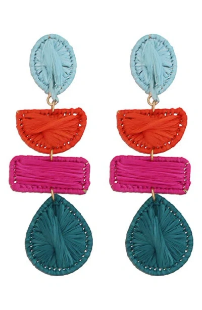 Panacea Raffia Linear Drop Earrings In Multi